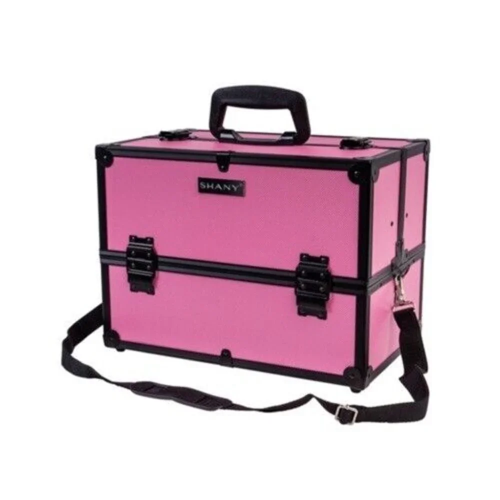SHANY Essential Pro Makeup Train Case + Shoulder Strap, Pink & Black